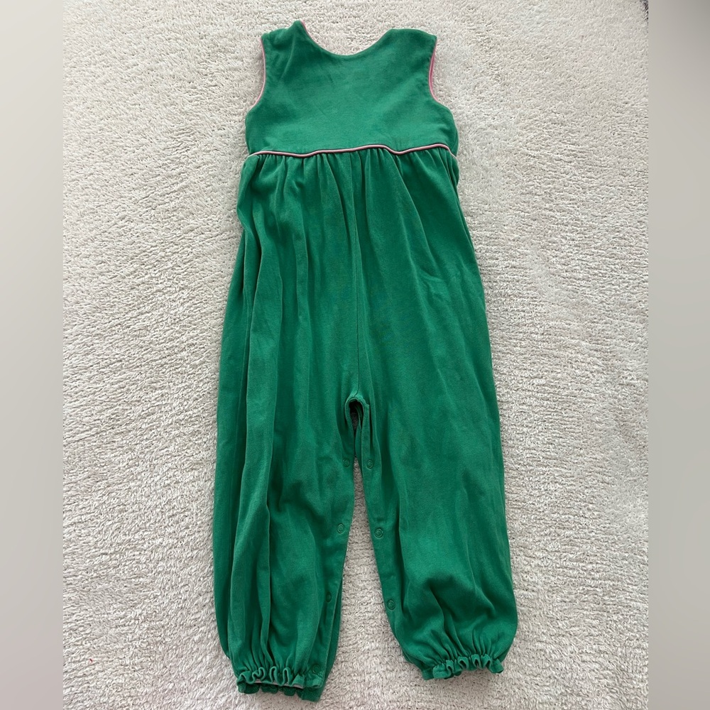 The Beaufort Bonnet Company Green and Pink Rebecca Romper 3T